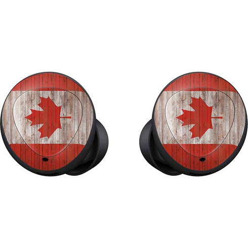 Canadian Flag Dark Wood Galaxy Buds Skin